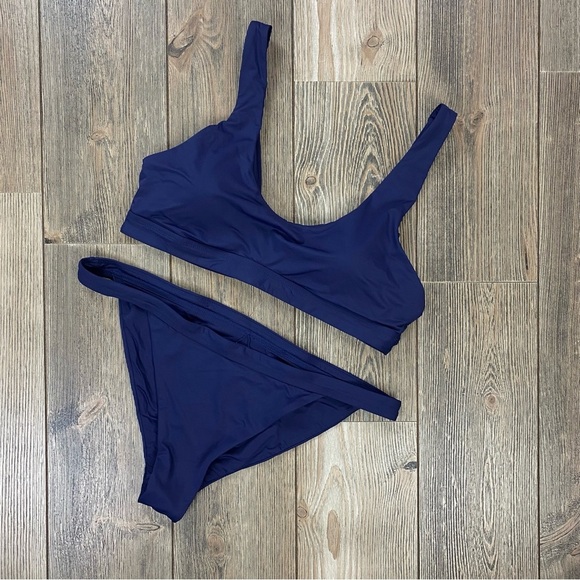 Andie Swim 2 Piece Bikini Swimsuit The Ventura Rib Top & Banded Cheeky Bottom - Picture 9 of 10